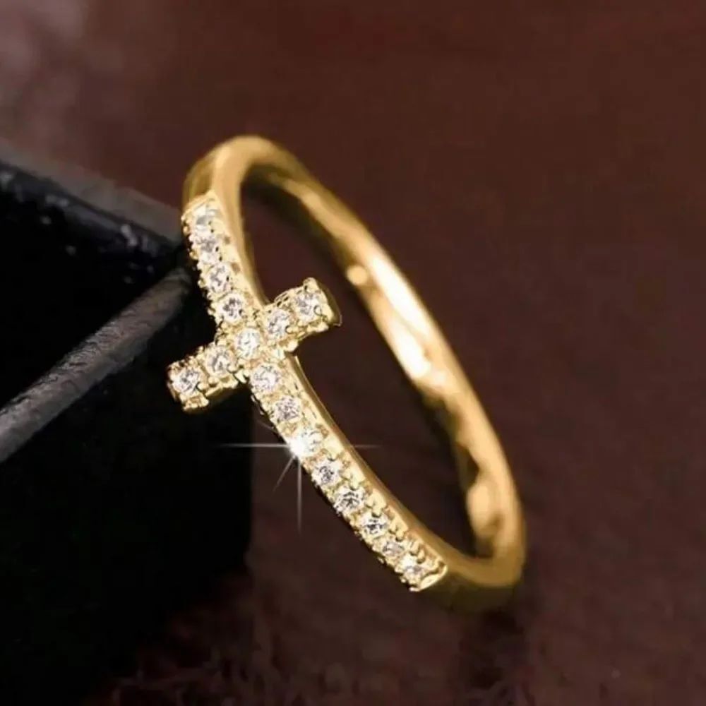 Elegant Gold Cross Ring R217